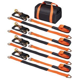 Kit di Cinghie a Cricchetto E-Track 5x305 cm, Cinghie per Pneumatici con Carico di Lavoro 2500 kg, Resistenza alla Rottura 5000 kg, Cinghie in PE per Auto - Product Image 6