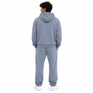 Premium Cotton Fleece Hoodies <b>Zip</b> Up <b>Hooded</b> Tracksuit Set for Men Custom Logo Jogger Suit High Quality Sweatshirt Wholesale OEM - Product Image 3