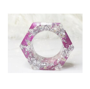 แหวนรัดผ้าเช็ดปากเรซิ่นสไตล์บ้านไร่ สำหรับวางบนเคาน์เตอร์ครัว ผู้จัดจำหน่ายรายใหญ่ สีม่วง แหวนรัดผ้าเช็ดปากทรงขวดเงิน - Product Image 1