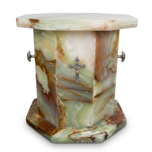 Urne funéraire américaine en marbre gris lavande, écologique, pour cendres humaines adultes, en pierre naturelle polie, cylindrique, souvenir commémoratif - Product Image 6