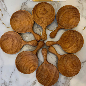 Wooden Spoon Round Shape Leaf Design <b>Cheap</b> Handmade Vietnam Direct Factory Wholesale Custom Label Wooden Spoon Craft - Product Image 1