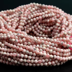 Cuentas sueltas redondas facetadas de rodocrosita rosa natural para la fabricación de joyas, pulseras, collares y bricolaje. - Product Image 1
