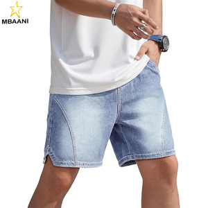 Shorts en jean baggy pour homme, coupe ample, taille élastique, entrejambe de 7 pouces - Product Image 1