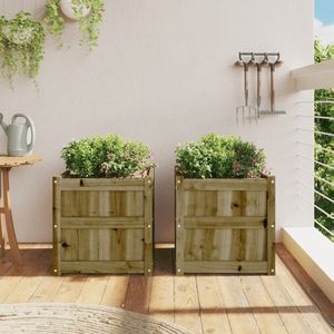 Ensemble de 2 jardinières en bois de pin imprégné naturel pour pots de fleurs et jardinières - Product Image 3
