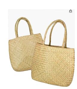 Bolso Tote Tejido a Mano de Seagrass Ecológico Minimalista, Bolso de Paja Vintage con Dos Asas, Parte Superior Abierta, para Playa, Viajes y Uso Diario - Product Image 4