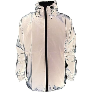 Veste coupe-vent réfléchissante légère unisexe à capuche pour la course avec poches zippées, faible MOQ - Product Image 1