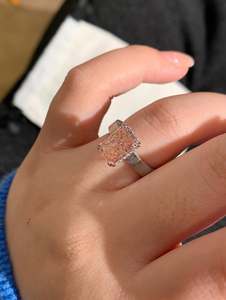 Bagues de fiançailles personnalisées en argent sterling 925 avec diamants de laboratoire taille radiant couleur rose, bijoux de mode haut de gamme pour femmes - Product Image 6