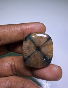 Pendentif en chiastolite naturelle marron, cabochon en cristal poli, chiastolite naturelle pour bijoux - Product Image 1