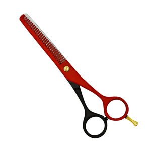 Ensemble professionnel de coupe et de texturisation des cheveux, ciseaux de barbier rouges et noirs de 6 pouces, ciseaux de salon en acier inoxydable, poignée ergonomique - Product Image 4