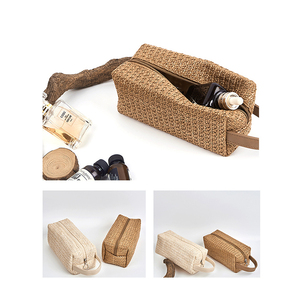 Leather Toiletry Bag Cosmetic <b>Case</b> Small Zipper Closure Portable <b>Makeup</b> Bag Simple Style Beige Color Toiletry Bag Travel - Product Image 5