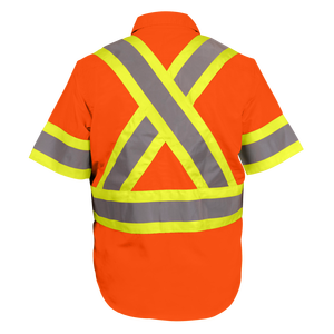 Chemise de sécurité haute visibilité Premium Class 3 Half Sleeve 65% C35 % N 6 oz Bright Orange (4X-Large) - Product Image 2