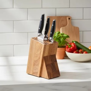 Natural Acacia Wood Knife Block Universal Knife Holder Wooden Knife Organizer Kitchen Counter Storage - Product Image 4