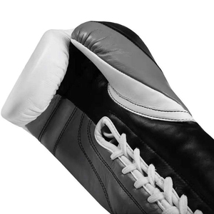 Guantes de Boxeo de Cuero con Cordones Blancos y Negros, Guantes de Entrenamiento para Adultos, Transpirables, con Protección de Espuma Multicapa - Product Image 5