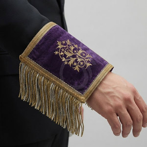Classic <b>Masonic</b> Cuffs Velvet Embroidered Lightweight Elegant Accessories Clean Traditional Design for Weddings Gatherings Formal - Product Image 6