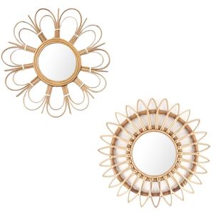Espejo de pared de bambú y ratán con diseño de pétalos de flores para decoración de sala de estar - Product Image 4