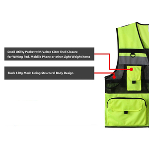 Gilet de sécurité haute visibilité multi-poches, vêtements de travail de construction, gilet utilitaire réfléchissant en maille pour la sécurité routière industrielle - Product Image 3