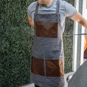 Delantal de Lona Encerada Gruesa de Lujo con Cremallera y Correa Cruzada Ajustable para Chef, Barbacoa, Barbero, Carpintero, Equipo de Taller LCA-0024 - Product Image 1