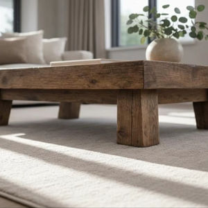 โต๊ะกาแฟทรงสี่เหลี่ยมทำจากไม้เนื้อแข็งพร้อมท็อปไม้แผ่นหนา ตกแต่งสไตล์ธรรมชาติแบบเรียบง่าย และโครงสร้างไม้เนื้อแข็งที่ทนทานสำหรับเฟอร์นิเจอร์ในห้อง - Product Image 2