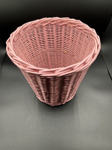Pink Rattan Storage Basket Round Open Top Decorative Indoor Household Woven Bucket Wastes <b>Bin</b> For Home Kitchen And Bathroom Use - Product Image 4