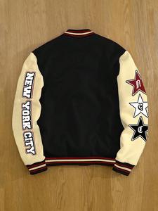 College Inspired Varsity <b>Jacket</b> Men's Two-Tone Sleeves 100% Cotton Fleece Lining Windproof Breathable Double Breasted Winter - Product Image 3