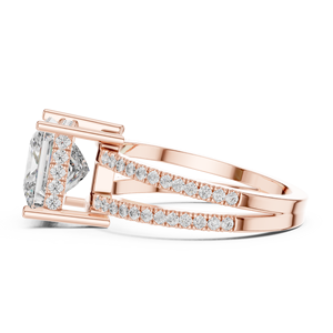 SPLIT SHANK 3CT Lab Grown Princess <b>Diamond</b> <b>Ring</b> Set in 18KT ROSE Gold FOR Engagement Valentine PARTY WEDDING FOR WOMEN - Product Image 3