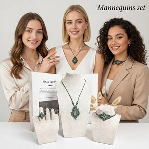 Collar de macramé con piedras preciosas en verde azulado y dorado |   Cadenas de Bolas Clásicas, Joyería Artesanal Boho |   Exportación de Mangalmay Corporation - Product Image 4