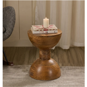 Table d'appoint et tabouret en bois de manguier, ensemble de meubles en bois polyvalent pour le salon, la chambre à coucher, la décoration de la maison et l'usage quotidien - Product Image 2