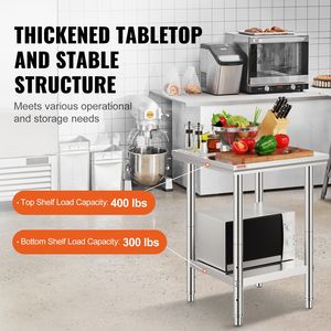 24 \ "x 24 \" tavolo di preparazione alimentare da cucina commerciale per la fabbricazione di attrezzature da cucina commerciali in acciaio inossidabile - Product Image 3