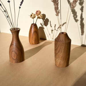 Eco Friendly Wooden Flower <b>Vase</b> Rustic Natural Wood <b>Vase</b> for Living Room Modern Handmade Solid Wood Art Deco Design - Product Image 2