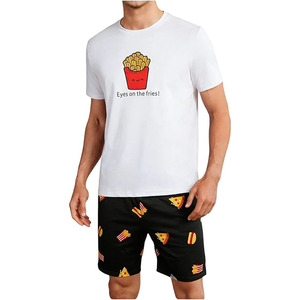 <b>Men's</b> <b>Pajamas</b> <b>Set</b> 2 Piece Pjs <b>Sets</b> Short Sleeve Letter Print Tee and Short Lounge <b>Set</b> - Product Image 1