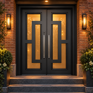 Puerta de Entrada Abatible de Madera Sólida GA-10G Malasia con Vidrio para Apartamento y Villa - Product Image 5