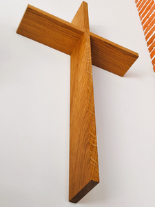 Croix chrétienne murale en bois de chêne, faite à la main, style minimaliste moderne, durable, décoration religieuse pour la maison et l'église - Product Image 4