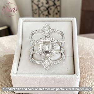 [Sheri Jewels] Baguette Women's 18K Solid White Gold Natural Diamond Fancy Style Ring - Product Image 3