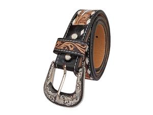Ceinture en cuir véritable de style western, gravée d'un motif plume, boucle vintage en argent, turquoise, ceinture décontractée pour homme - Product Image 3