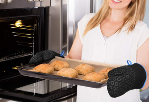 Industrial Grade Leather Heat Resistant <b>Gloves</b> for Baking Grilling & Cooking Heavy Duty <b>Oven</b> Mitts for Bakery and Restaurant Use - Product Image 2