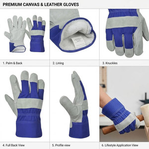 Gants de sécurité antidérapants en cuir de vachette pleine fleur certifiés CE, 11 oz, robustes, pour travaux de rigging, usage domestique et jardinage - Product Image 3