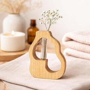 Vase de table en bois fait main, écologique et moderne, pour la décoration de la maison, du bureau et des mariages - Product Image 5