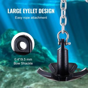 Ancora da Fiume in Ghisa da 12 LBS con Grillo Rivestito in Vinile Nero, Ancora a Fungo di Grado Marino per Barche di 10 Piedi - Product Image 4