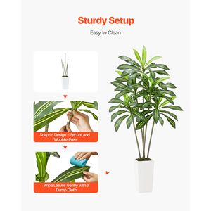 Dracaena Artificiale Bianca in Fibra di Vetro da 1,8 m in Vaso Alto, Pianta Finta in Seta, Grande Palma Tropicale Finta - Product Image 4