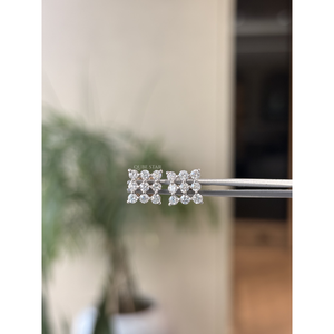 Modernos Pendientes Cuadrados con Racimo de Diamantes Redondos de 0.72 Ct, Oro de 14K, Joyería Fina para Mujer, Diseño Personalizado, Fabricante - Product Image 3