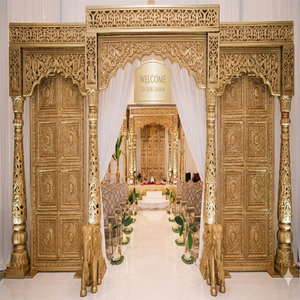 รัศมีรามมณฑลราชมัณฑลสำหรับห้องจัดเลี้ยงขนาดใหญ่ในสหรัฐอเมริกา งานแต่งงานแบบอินเดียที่มีสไตล์ รัศมีรามมณฑลแบบดั้งเดิม รัศมีรามมณฑลทรงสี่เหลี่ยมสีทองมงคลในสหรัฐอเมริกา - Product Image 2