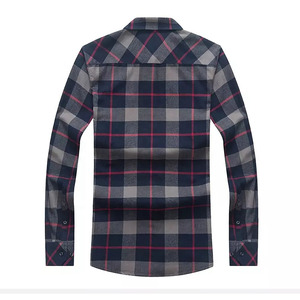 Luxury Polyester Hot Sale Men Fashion Button <b>up</b> Flannel Shirts Cotton Heavyweight Checked Plaid Unisex Shirt for <b>Boys</b> Breathable - Product Image 3