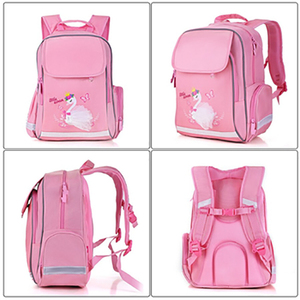 Mochila escolar rosa con diseño de cisne y mariposa, hecha a medida, de bajo precio, para niños, de lona, para uso escolar. - Product Image 3