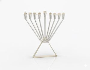 Elegant Polished <b>Silver</b> Metal Menorah Tall Elegant Curved Arm Decorative Hanukkah Home Display - Product Image 3