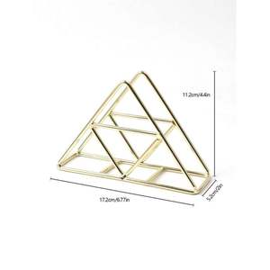 Porte-serviettes triangulaire moderne en métal doré, distributeur de mouchoirs en acier inoxydable de luxe, support vertical de serviettes pour table - Product Image 1