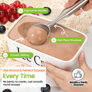 Cuillère à glace en acier inoxydable, cuillère à glace robuste, cuillère à dessert professionnelle, outil de service en métal durable - Product Image 5