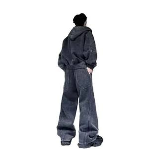 Ensemble de survêtement deux pièces pour homme en coton respirant de qualité supérieure, couleur unie, décontracté, vente en gros, collection hiver 2026 - Product Image 3