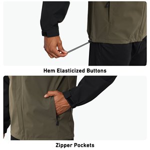 4 Way Stretch Hooded <b>Men</b> Windproof <b>Jacket</b> Front Logo Technical Fabric Active Sport Coat Flexible Performance Athletic Outerwear - Product Image 3