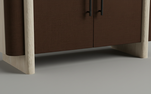 Buffet moderne à 2 portes en chêne massif pour salon - Rangement résistant à l'eau avec design minimaliste - Product Image 5