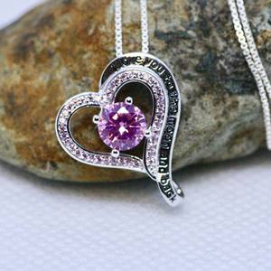 Colgante de corazón de plata de ley con zafiro rosa, te amo hasta la luna y de regreso, joyería de piedras preciosas, regalo para mujer - Product Image 5